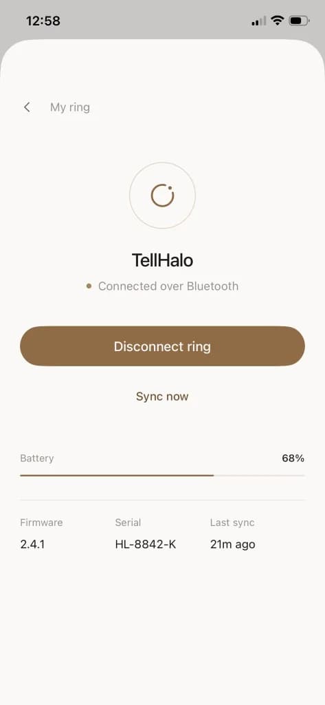 TellHalo app: a spoken capture being recorded and transcribed
